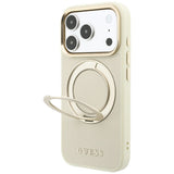 Husa de protectie Guess Grained Ring MagSafe compatibil cu iPhone 17 Pro Max / iPhone 18 Pro Max, Bej
