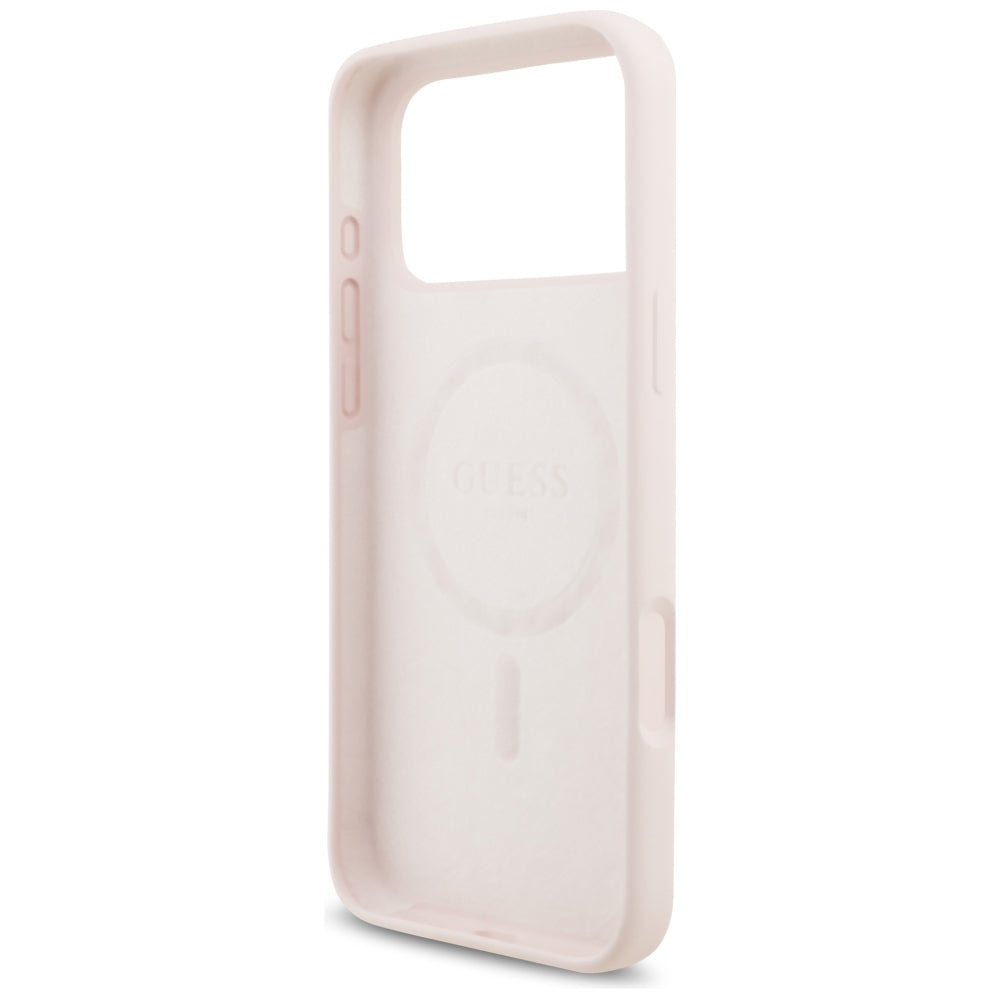 Husa de protectie Guess Silicone Script Metal Logo MagSafe compatibil cu iPhone 18 Pro Max / iPhone 17 Pro Max, Roz