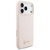 Husa de protectie Guess Silicone Script Metal Logo MagSafe compatibil cu iPhone 18 Pro Max / iPhone 17 Pro Max, Roz