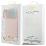Husa de protectie Guess Silicone Script Metal Logo MagSafe compatibil cu iPhone 18 Pro Max / iPhone 17 Pro Max, Roz