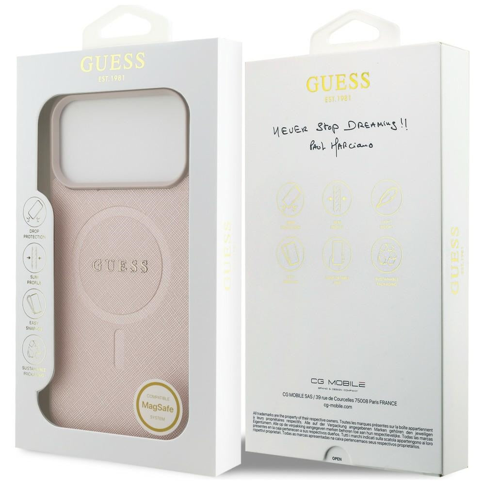 Husa de protectie Guess Saffiano compatibil cu iPhone 18 Pro Max / iPhone 17 Pro Max, Roz
