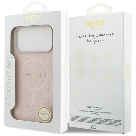 Husa de protectie Guess Saffiano compatibil cu iPhone 18 Pro Max / iPhone 17 Pro Max, Roz