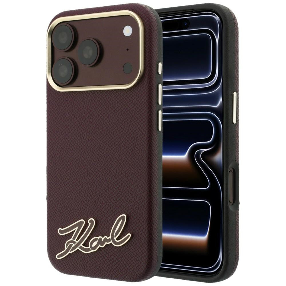 Husa de protectie Karl Lagerfeld compatibil cu iPhone 17 Pro Max / iPhone 18 Pro Max, Bordo