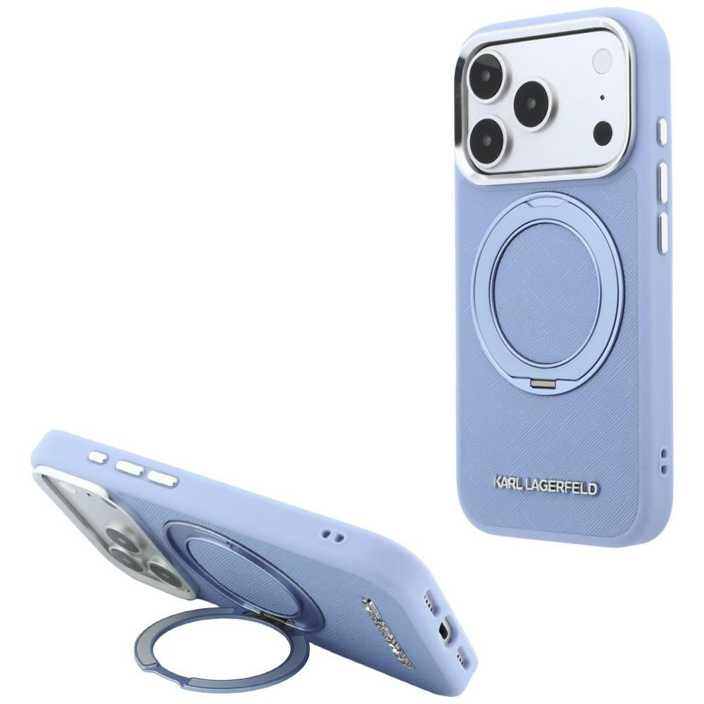 Husa de protectie Karl Lagerfeld Saffiano compatibil cu iPhone 18 Pro Max / iPhone 17 Pro Max, Albastru