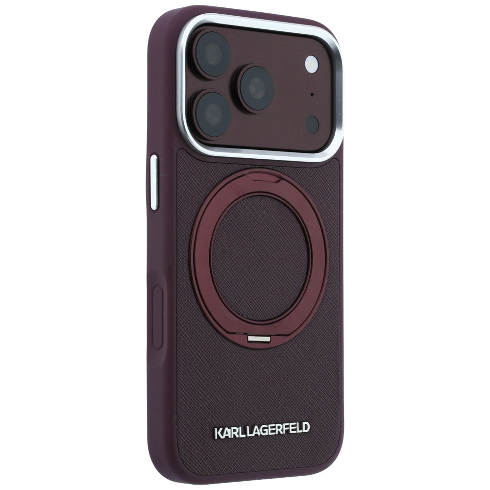 Husa de protectie Karl Lagerfeld Saffiano compatibil cu iPhone 17 Pro Max / iPhone 18 Pro Max, Bordo