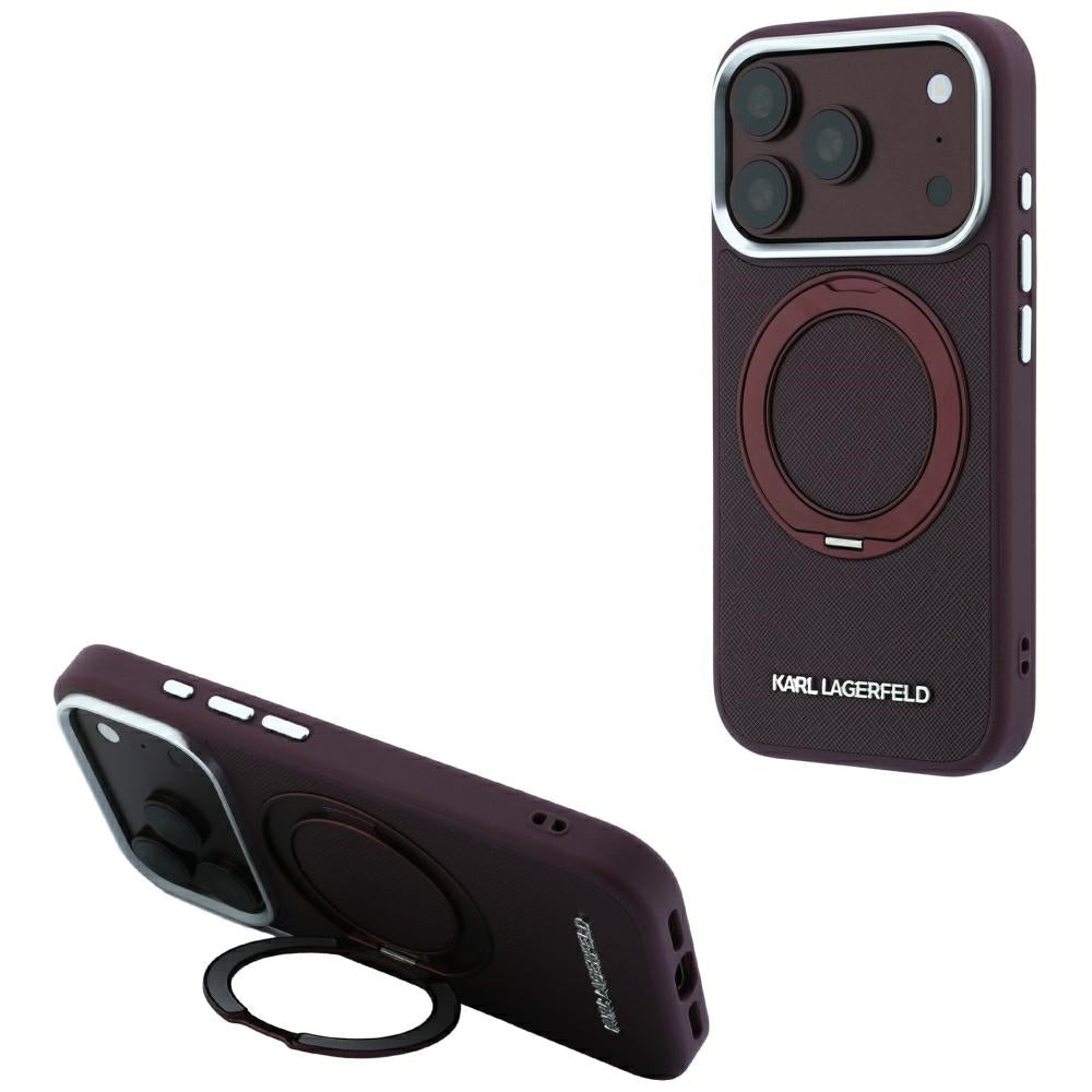 Husa de protectie Karl Lagerfeld Saffiano compatibil cu iPhone 17 Pro Max / iPhone 18 Pro Max, Bordo