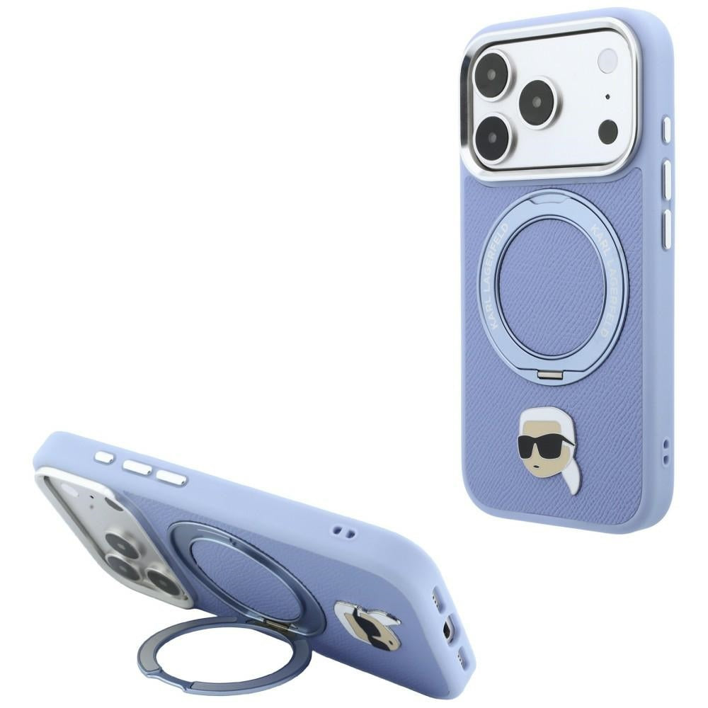Husa de protectie Karl Lagerfeld Saffiano compatibil cu iPhone 18 Pro / iPhone 17 Pro, Albastru