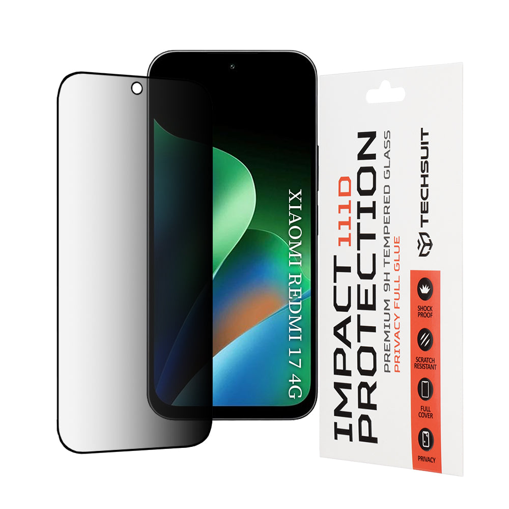 Folie de protectie Techsuit 111D Privacy Full Glue compatibil cu Xiaomi Redmi 17 4G / Redmi 17 5G, Negru