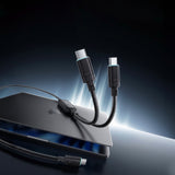 Cablu Cuktech C2C615 (CKC2C615GLBK), Type-C la 2x Type-C, 140W, 1.5m, Negru