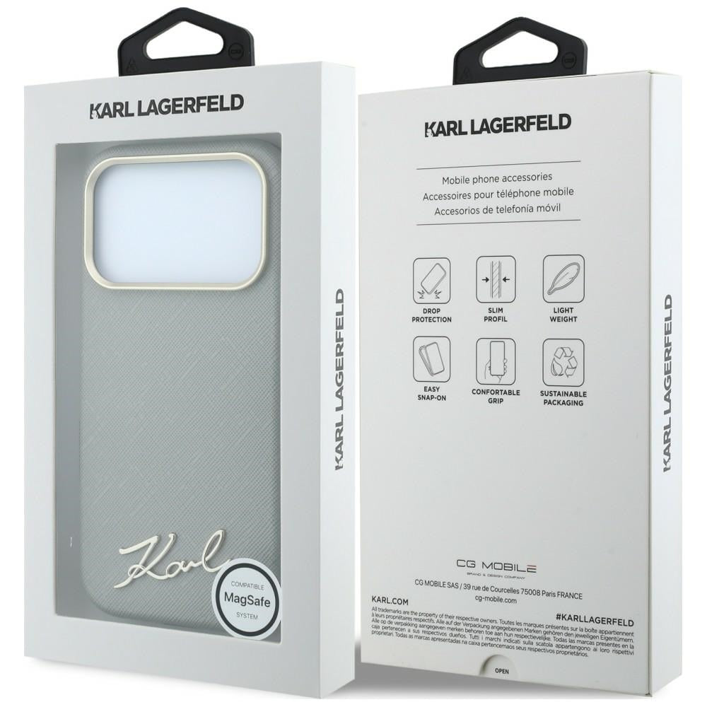 Husa de protectie Karl Lagerfeld Saffiano compatibil cu iPhone 18 Pro / iPhone 17 Pro, Gri