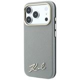 Husa de protectie Karl Lagerfeld Saffiano compatibil cu iPhone 18 Pro / iPhone 17 Pro, Gri