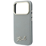 Husa de protectie Karl Lagerfeld Saffiano compatibil cu iPhone 18 Pro / iPhone 17 Pro, Gri