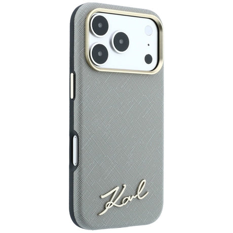 Husa de protectie Karl Lagerfeld Saffiano compatibil cu iPhone 18 Pro / iPhone 17 Pro, Gri
