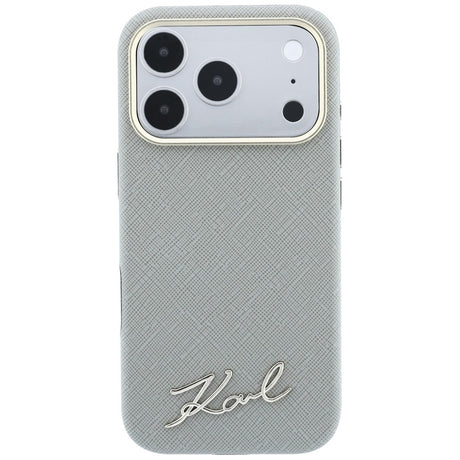 Husa de protectie Karl Lagerfeld Saffiano compatibil cu iPhone 18 Pro / iPhone 17 Pro, Gri