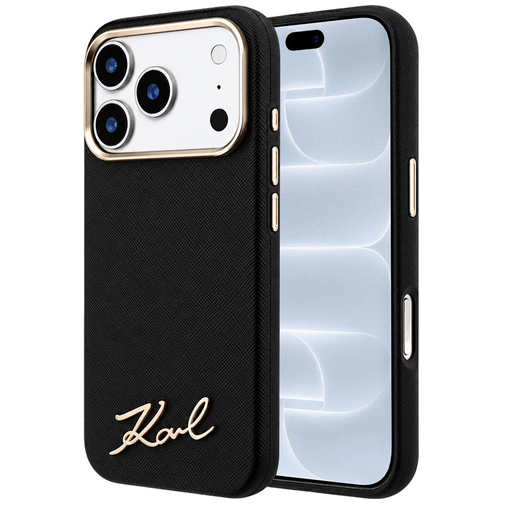 Husa de protectie Karl Lagerfeld Saffiano compatibil cu iPhone 18 Pro / iPhone 17 Pro, Negru