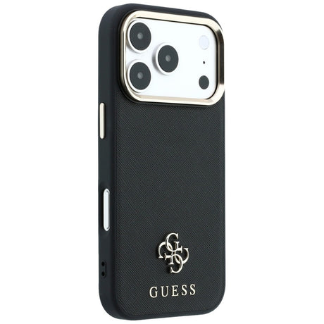 Husa de protectie Guess Saffiano Small 4G compatibil cu iPhone 17 Pro / iPhone 18 Pro, Negru