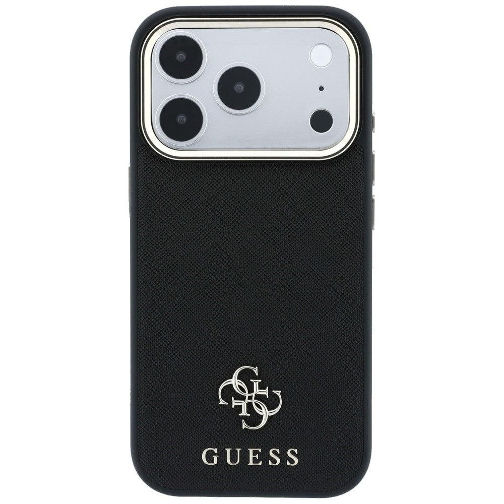 Husa de protectie Guess Saffiano Small 4G compatibil cu iPhone 17 Pro / iPhone 18 Pro, Negru