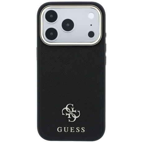 Husa de protectie Guess Saffiano Small 4G compatibil cu iPhone 17 Pro / iPhone 18 Pro, Negru