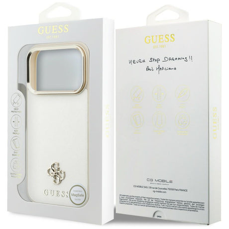 Husa de protectie Guess Saffiano Small 4G Classic compatibil MagSafe, compatibil cu iPhone 18 Pro / iPhone 17 Pro, Bej