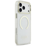 Husa de protectie Guess Metal Outline MagSafe compatibil cu iPhone 18 Pro / iPhone 17 Pro, Alb