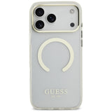 Husa de protectie Guess Metal Outline MagSafe compatibil cu iPhone 18 Pro / iPhone 17 Pro, Alb