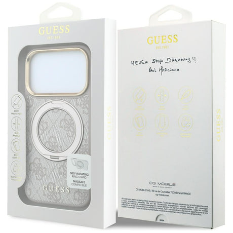 Husa de protectie Guess Ring Stand 360 compatibil cu iPhone 18 Pro / iPhone 17 Pro, Roz