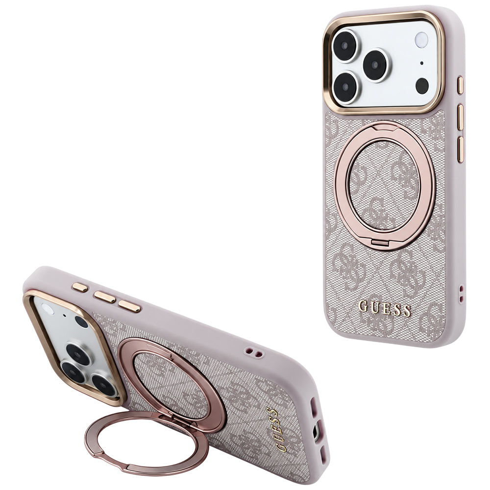 Husa de protectie Guess Ring Stand 360 compatibil cu iPhone 18 Pro / iPhone 17 Pro, Roz