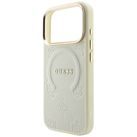 Husa de protectie Guess Peony Hot Stamp compatibil cu iPhone 18 Pro Max / iPhone 17 Pro Max, Bej