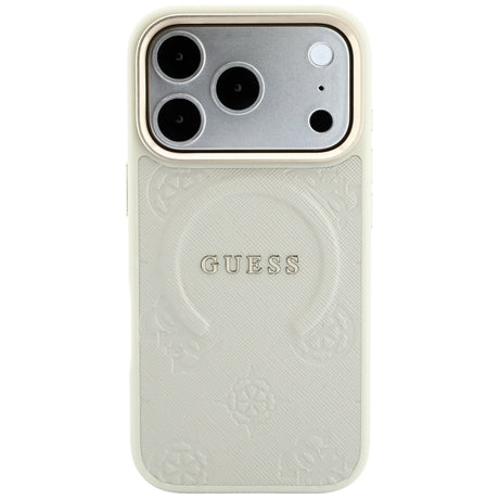 Husa de protectie Guess Peony Hot Stamp compatibil cu iPhone 18 Pro Max / iPhone 17 Pro Max, Bej