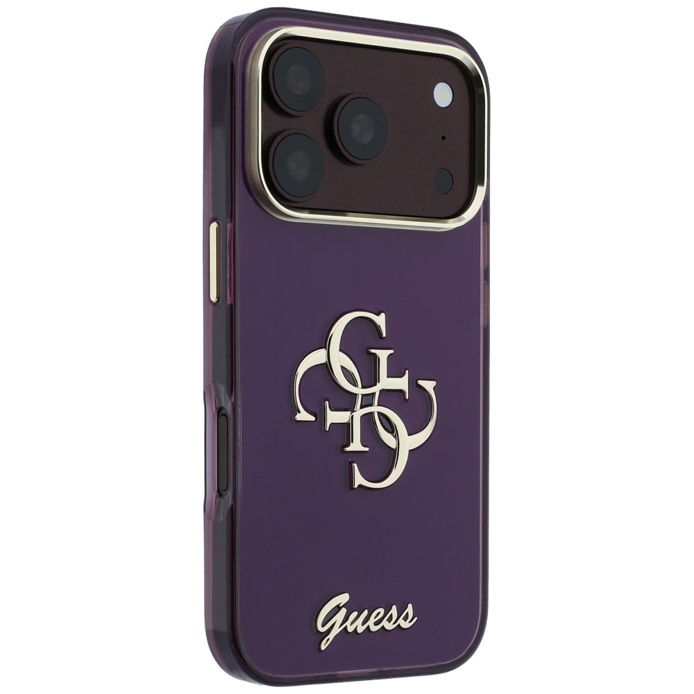 Husa de protectie Guess IML 4G Script Metal compatibil cu iPhone 18 Pro Max / iPhone 17 Pro Max, Bordo