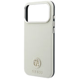 Husa de protectie Guess Grained Leather Round Strass Logo MagSafe compatibil cu iPhone 18 Pro Max / iPhone 17 Pro Max, Bej