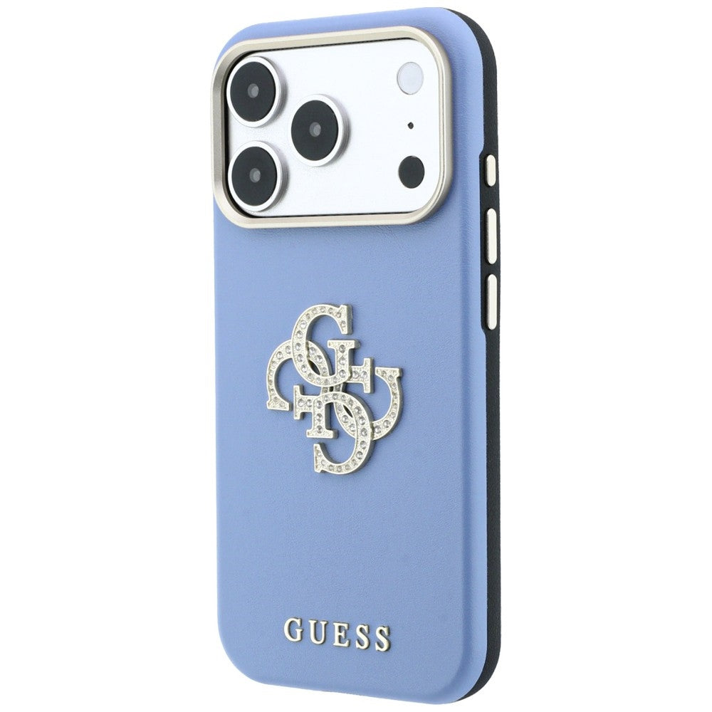 Husa de protectie Guess Smooth Big Strass Logo compatibil cu iPhone 18 Pro / iPhone 17 Pro, Albastru