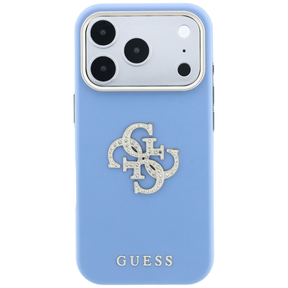 Husa de protectie Guess Smooth Big Strass Logo compatibil cu iPhone 18 Pro / iPhone 17 Pro, Albastru