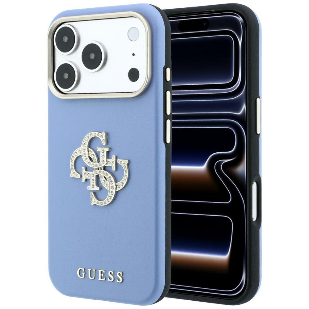 Husa de protectie Guess Smooth Big Strass Logo compatibil cu iPhone 18 Pro / iPhone 17 Pro, Albastru