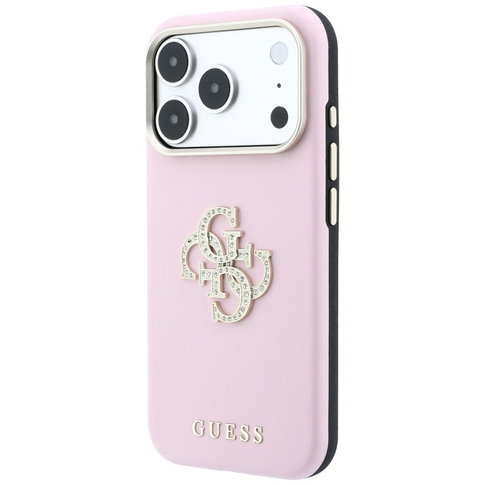 Husa de protectie Guess Smooth Big Strass Logo compatibil cu iPhone 18 Pro / iPhone 17 Pro, Roz