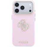 Husa de protectie Guess Smooth Big Strass Logo compatibil cu iPhone 18 Pro / iPhone 17 Pro, Roz