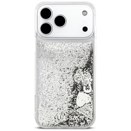 Husa de protectie Guess Liquid Glitter Charms compatibil cu iPhone 18 Pro / iPhone 17 Pro, Argintiu