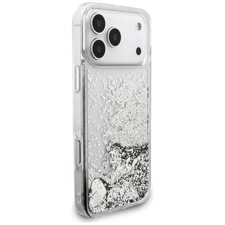 Husa de protectie Guess Liquid Glitter Charms compatibil cu iPhone 18 Pro / iPhone 17 Pro, Argintiu