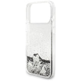 Husa de protectie Guess Liquid Glitter Charms compatibil cu iPhone 18 Pro / iPhone 17 Pro, Argintiu