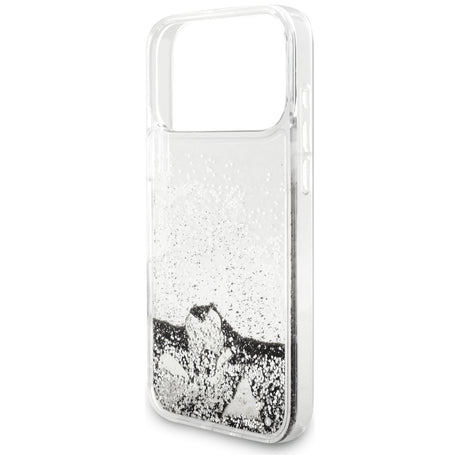 Husa de protectie Guess Liquid Glitter Charms compatibil cu iPhone 18 Pro / iPhone 17 Pro, Argintiu