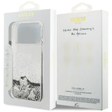 Husa de protectie Guess Liquid Glitter Charms compatibil cu iPhone 18 Pro / iPhone 17 Pro, Argintiu