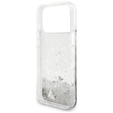 Husa de protectie Guess Liquid Glitter Charms compatibil cu iPhone 17 Pro Max / iPhone 18 Pro Max, Argintiu