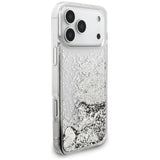 Husa de protectie Guess Liquid Glitter Charms compatibil cu iPhone 17 Pro Max / iPhone 18 Pro Max, Argintiu