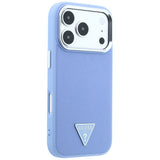 Husa de protectie Guess Grained Triangle Logo MagSafe compatibil cu iPhone 18 Pro / iPhone 17 Pro, Albastru