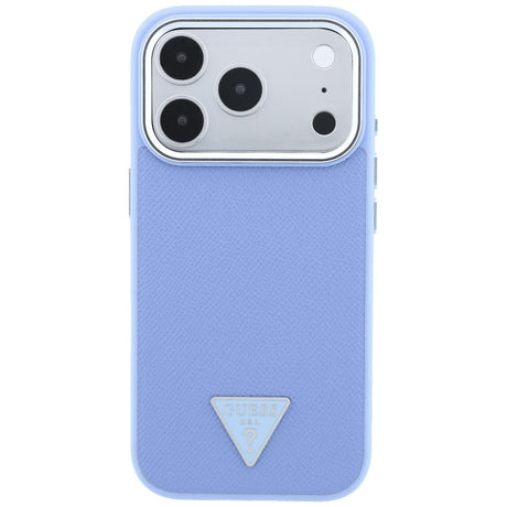 Husa de protectie Guess Grained Triangle Logo MagSafe compatibil cu iPhone 18 Pro / iPhone 17 Pro, Albastru
