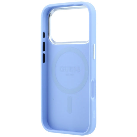 Husa de protectie Guess Grained Triangle Logo MagSafe compatibil cu iPhone 18 Pro / iPhone 17 Pro, Albastru