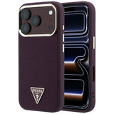Husa de protectie Guess Grained Triangle Logo MagSafe compatibil cu iPhone 18 Pro Max / iPhone 17 Pro Max, Bordo