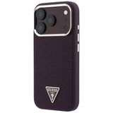 Husa de protectie Guess Grained Triangle Logo MagSafe compatibil cu iPhone 18 Pro Max / iPhone 17 Pro Max, Bordo