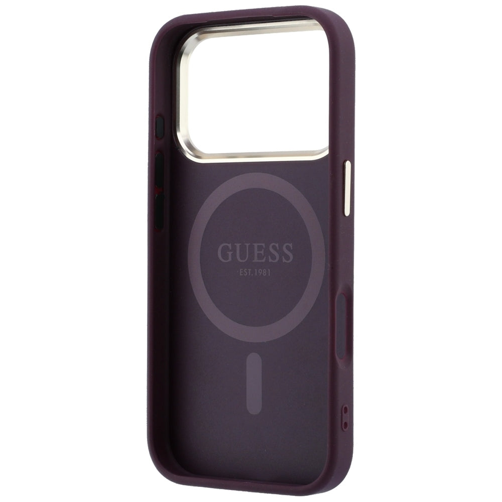 Husa de protectie Guess Grained Triangle Logo MagSafe compatibil cu iPhone 18 Pro Max / iPhone 17 Pro Max, Bordo