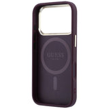 Husa de protectie Guess Grained Triangle Logo MagSafe compatibil cu iPhone 18 Pro Max / iPhone 17 Pro Max, Bordo